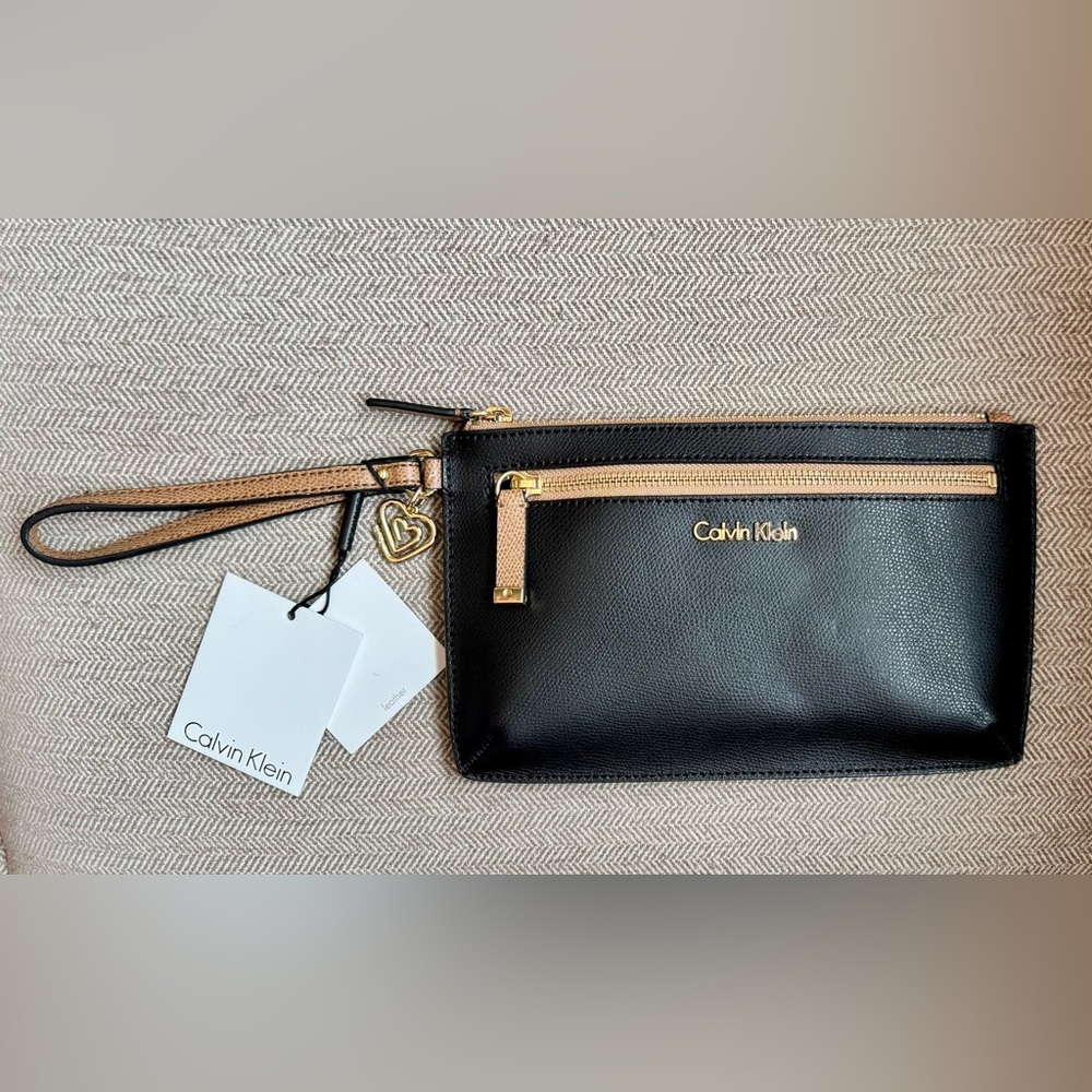 Calvin Klein Black Saffiano Leather Wristlet - NWTs - Picture 2 of 14